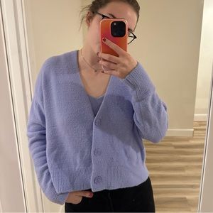 A New Day Purple Fuzzy V-Neck Cardigan and Fuzzy \V-Neck Sweater Tank